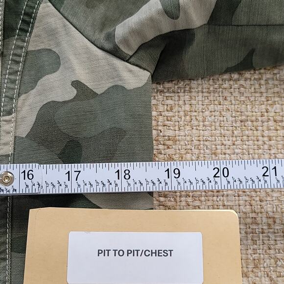 Talbots Jacket Womens Size XS Army Green Camo Utility Button Up Tie Belt Pockets - Picture 4 of 6